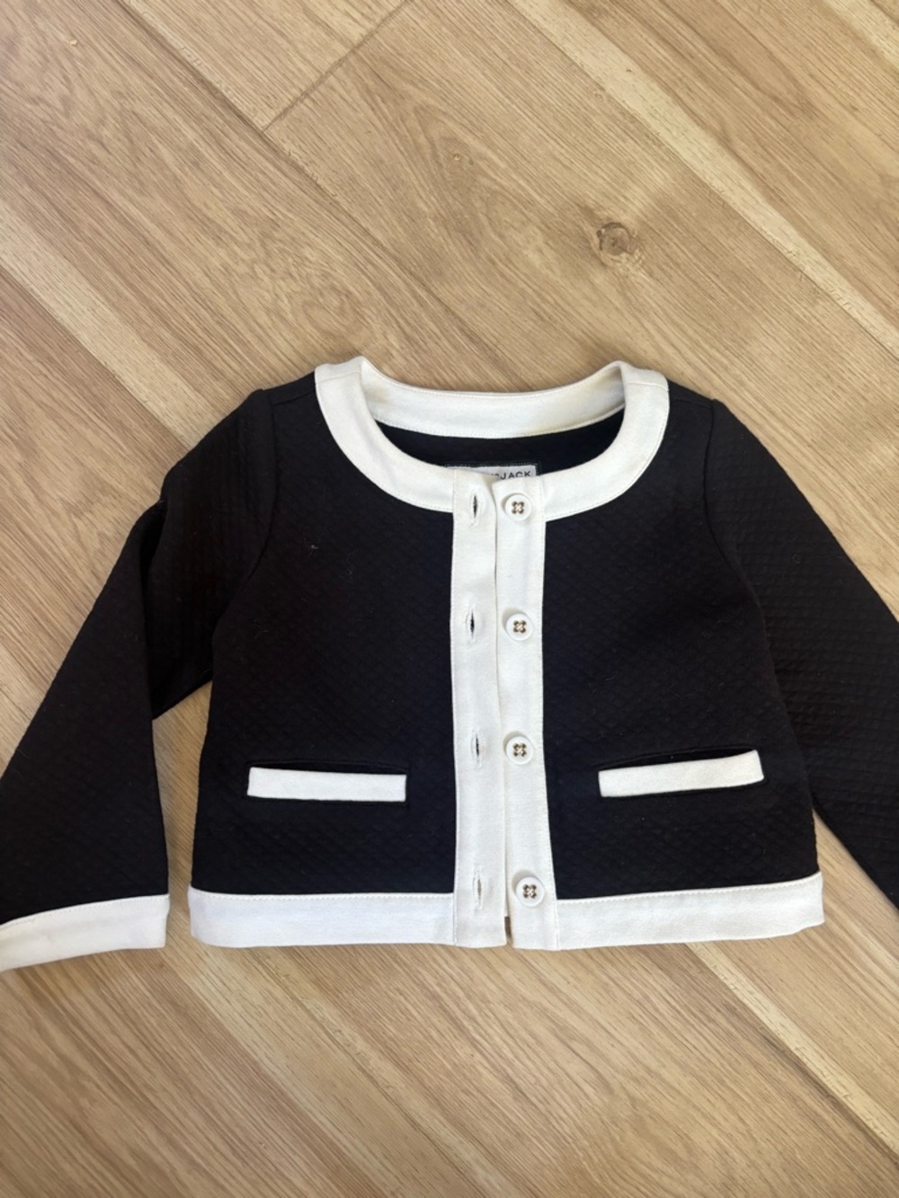 Janie and Jack Black & White Contrast Button Cardigan